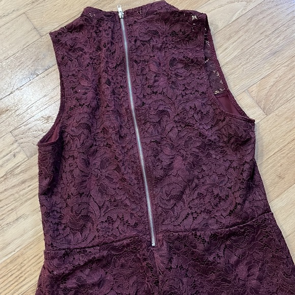 GARAGE Lace Burgundy Zipper Back Romper - Picture 7 of 13